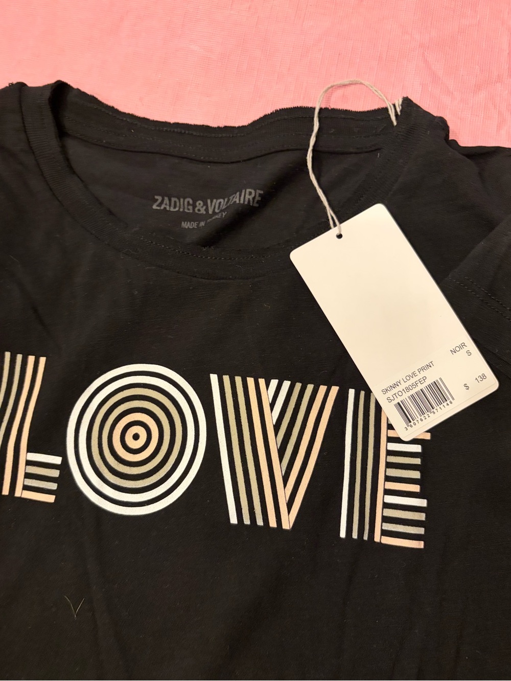 NWT ✨ Zadig & Voltaire Black Tee with white & green  LOVE Graphic size small - Picture 5 of 7